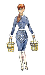 Maid with milk buckets for 12 Days of Christmas Charms