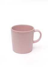 pink mug for drinks on white background