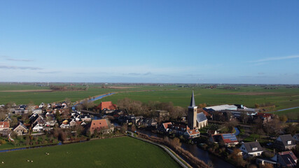 Fototapeta na wymiar Aerial view from the town Burgwerd