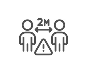 Social distance line icon. People isolation sign. Prevention rules symbol. Quality design element. Linear style social distance icon. Editable stroke. Vector