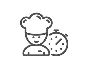 Chef time line icon. &ETH;&iexcl;hief-cooker sign. Food timer symbol. Quality design element. Linear style chef icon. Editable stroke. Vector