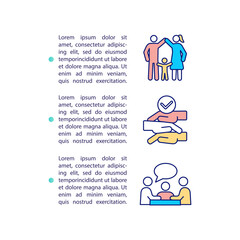 Family support of sad patient concept icon with text. Helping people with seasonal affective disorder. PPT page vector template. Brochure, magazine, booklet design element with linear illustrations
