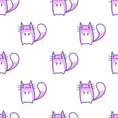 Pattern of a kitten. Little kitten repeated to decorate. Editable vector.