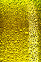 drops on a green bottle from beer