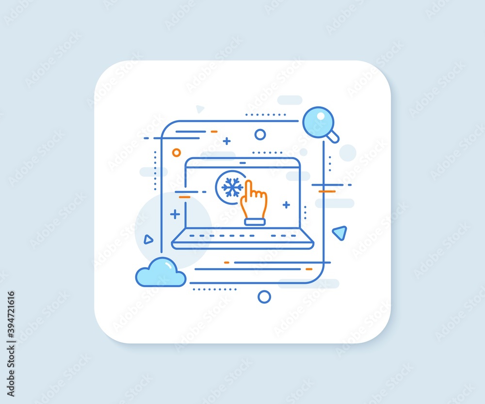 Poster freezing click line icon. abstract vector button. ac cold temperature sign. fridge function symbol. 