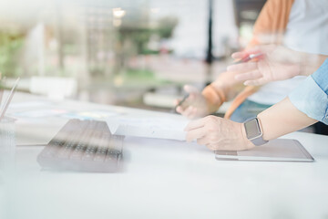 Creative Web Designer planning application and developing template layout, framework for mobile phone. User experience (UX) concept.