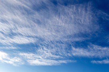 Clear blue sky with beautiful natural light white clouds