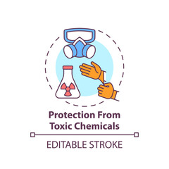Protection from toxic chemicals concept icon. Minimize contact with hazardous environment for employees idea thin line illustration. Vector isolated outline RGB color drawing. Editable stroke