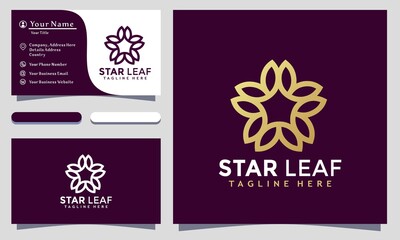 Fototapeta na wymiar Modern Minimalist Star Leaf Logo Design and template. Golden elegant Star Leaves icon vector