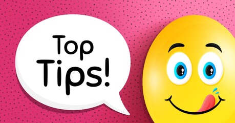 Top tips symbol. Easter egg with yummy smile face. Education faq sign. Best help assistance. Easter smile character. Top tips speech bubble. Yummy egg background. Vector