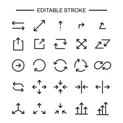 Arrows icon Line with editable stroke. Arrow vector icon set in thin line style. Different black directional icons, vector illustration collection for web design, mobile apps, interface