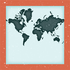 World Map Poster. Spherical Mercator projection. Vintage World shape with grunge texture. Stylish vector illustration.