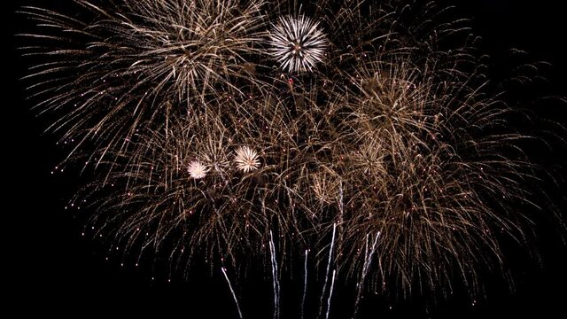 A great fireworks against black background in the night