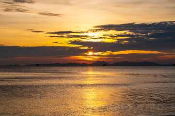 Beautiful scenery sunset time at Ao Nang beach, Krabi province, Thailand