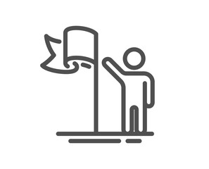 Leadership line icon. Success flag sign. Winner symbol. Quality design element. Linear style leadership icon. Editable stroke. Vector