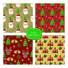 Vector image. Christmas seamless patterns. Collection of fun decorative patterns.