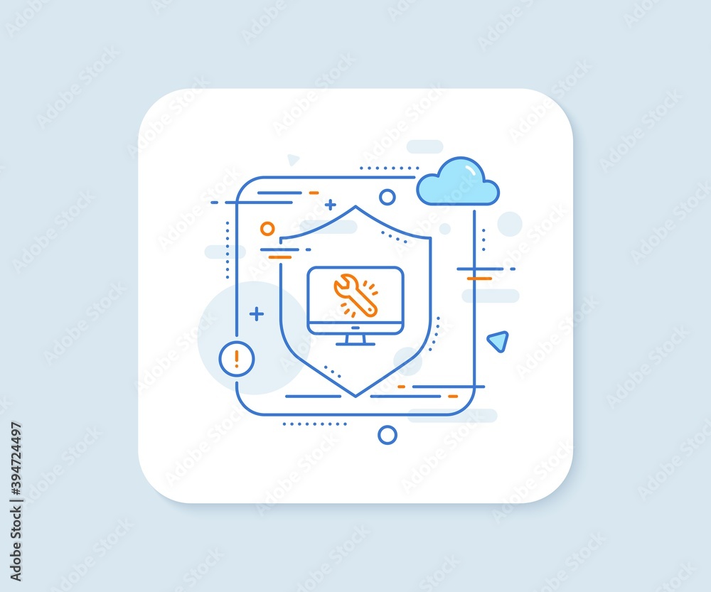 Poster spanner tool line icon. abstract vector button. monitor or computer repair service sign. fix instrum