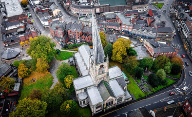 The crooked spire of the Church of St Mary and All Saints in Chesterfield