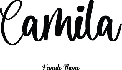 Camila-Female Name Cursive Calligraphy Phrase on White Background