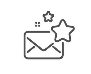 Favorite mail line icon. Letter with stars sign. Best email symbol. Quality design element. Linear style favorite mail icon. Editable stroke. Vector
