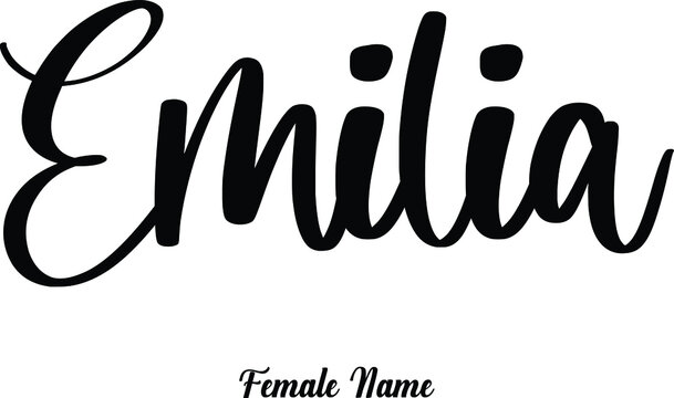 Emili-Female Name Cursive Calligraphy Phrase on White Background