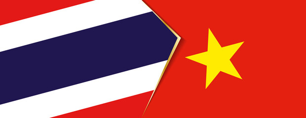 Thailand and Vietnam flags, two vector flags.