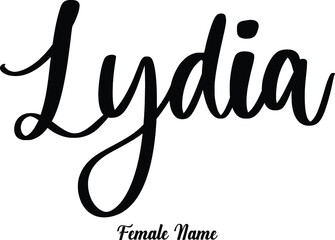Lydia -Female Name Typography Phrase on White Background