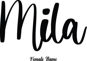 Mila-Female Name Typography Phrase on White Background