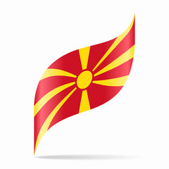 North Macedonian flag wavy abstract background. Vector illustration.