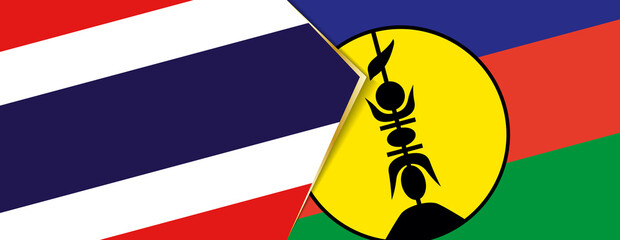 Thailand and New Caledonia flags, two vector flags.