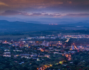 Fototapeta na wymiar Nelspruit city at night with twilight sky in Mpumalanga South Africa