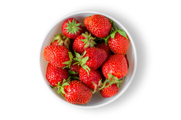 Strawberry. Ripe berries in a white plate. Isolated on white