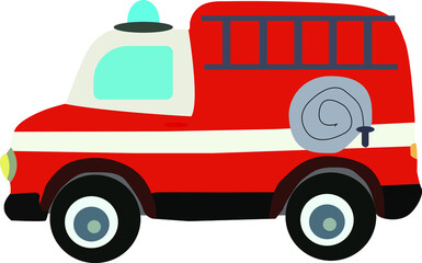 car fire safety city transport help people, vector drawing, isolate on white background