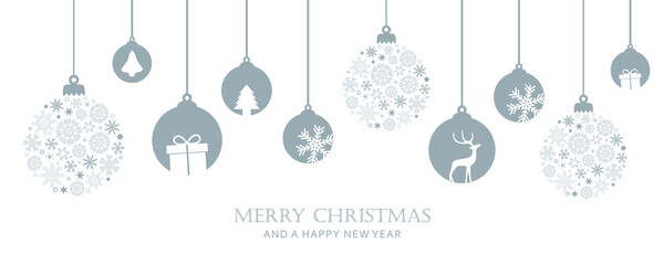 Fototapeta merry christmas card with hanging ball decoratoin vector illustration EPS10 obraz