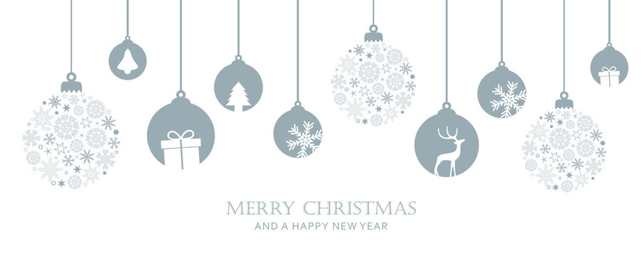 merry christmas card with hanging ball decoratoin vector illustration EPS10