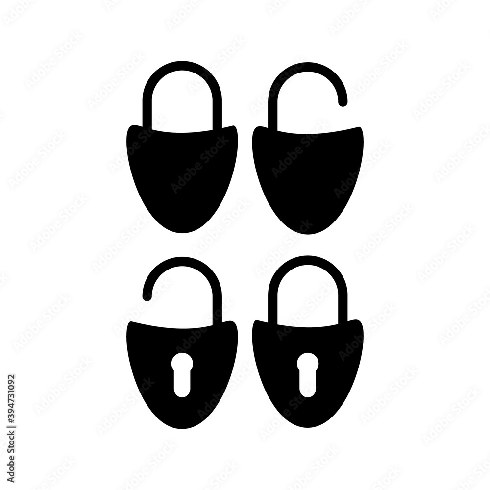 Poster lock open set vector icon. eps 10