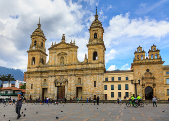 Fototapeta premium BOGOTA,COLOMBIA/MARCH 15,2018:Cathedral of Bogota in Bolivar Square