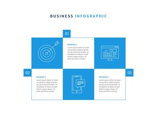 Minimal modern blue business infographic vector design.