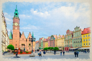 Fototapeta premium Old historical city centre of Wroclaw, Poland