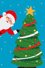 merry christmas santa and decorative tree celebration