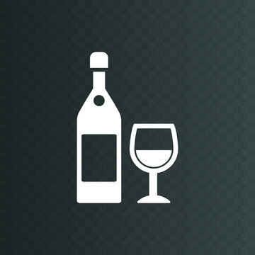 Vector image. Black solid icon of a bottle of alcoholic drink.