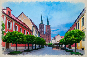 Obraz premium Old historical city centre of Wroclaw, Poland