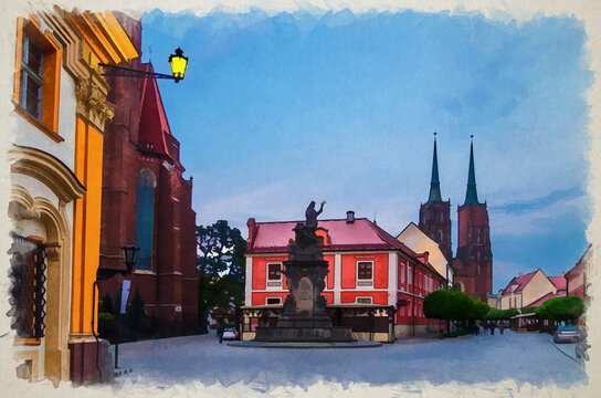 Old historical city centre of Wroclaw, Poland