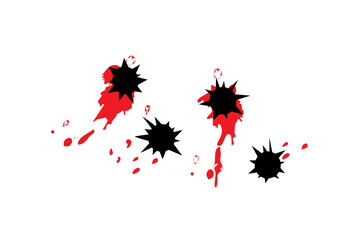 Blood bullet hole illustration. Clipart image.