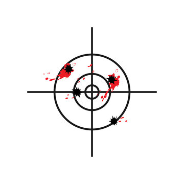 Blood Bullet Hole Target Icon. Clipart Image Isolated On White Background.