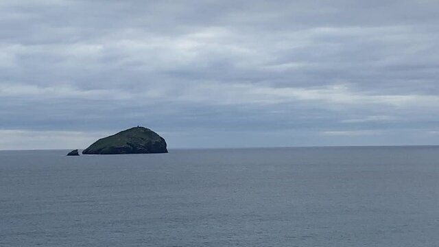 overview of the turri beach and the island of the cow, Sant'antioco, south sardinia
