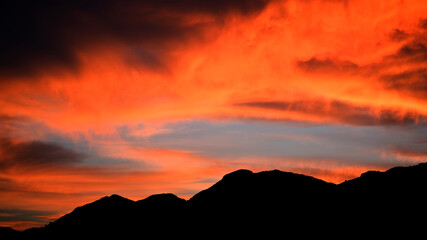 Sunset over mountains near Orba, Spain