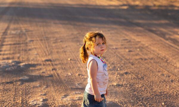 Little girl looking grumpy