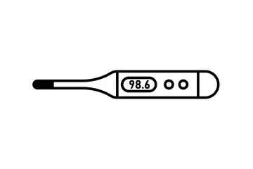 Digital thermometer line icon. Clipart image isolated on white background.