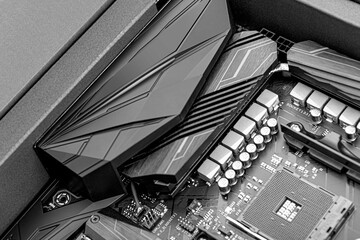 Powerful computer processor and a modern motherboard.